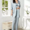 Kaliteli Şık Saten Kadın Pijama Takımı - Mist Renk