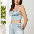 Kaliteli Şık Saten Kadın Pijama Takımı - Mist Renk