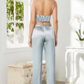 Kaliteli Şık Saten Kadın Pijama Takımı - Mist Renk