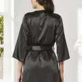Kaliteli Şık Saten Kadın Pijama Takımı - Siyah