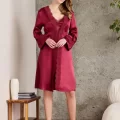 Şık Saten Altılı Gelin Çeyiz Seti - Bordo