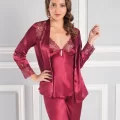 Kaliteli Şık Saten Gelin Çeyiz Seti - Bordo