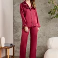 Kaliteli Şık Bordo Kadın Pijama Takımı