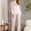 Kaliteli Şık Saten Biyeli Kadın Pijama Takımı