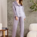 Kaliteli Şık Saten Biyeli Kadın Pijama Takımı