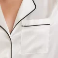 Kaliteli Şık Saten Biyeli Kadın Pijama Takımı - Ekru