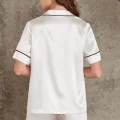 Kaliteli Şık Saten Biyeli Kadın Pijama Takımı - Ekru