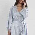 Kaliteli Şık 3lü Kadın Sabahlık Takımı Mist Renk