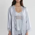 Kaliteli Şık 3lü Kadın Sabahlık Takımı Mist Renk