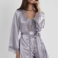 Kaliteli Şık 3lü Kadın Sabahlık Takımı Royal Renk