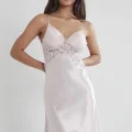 Saten Dantelli Kadın Gecelik - 608 Pudra