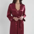 Kaliteli Şık Bordo Kadın Gecelik ve Sabahlık Takımı