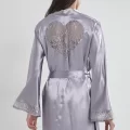 Kaliteli Şık Saten Dantelli Kadın Gecelik ve Sabahlık Takımı - Royal