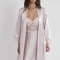 Kaliteli Şık Saten Dantelli Kadın Gecelik ve Sabahlık Takımı