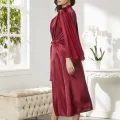 Kaliteli Şık Bordo Kadın Gecelik ve Sabahlık Takımı