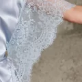 Kaliteli Şık Saten Kadın Gecelik ve Sabahlık Takımı - Mist Renk