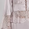 Kaliteli Şık Saten Dantelli Kadın Pijama Takımı - Pudra Renk
