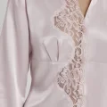 Kaliteli Şık Saten Dantelli Kadın Pijama Takımı - Pudra Renk