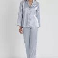 Kaliteli Şık Saten Dantelli Kadın Pijama Takımı Mist Rengi