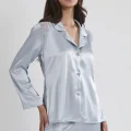 Kaliteli Şık Saten Dantelli Kadın Pijama Takımı Mist Rengi