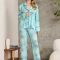 Kaliteli Şık Saten Desenli Kadın Pijama Takımı