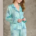 Kaliteli Şık Saten Desenli Kadın Pijama Takımı