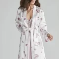 Kaliteli Şık Saten Kadın Gecelik ve Sabahlık Takımı - Rose Renk