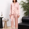 Kaliteli Şık Saten Kadın Pijama Takımı - Brandy Renk