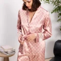 Kaliteli Şık Saten Kadın Pijama Takımı - Brandy Renk