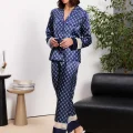 Kaliteli Lacivert Şık Kadın Pijama Takımı