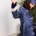 Kaliteli Lacivert Şık Kadın Pijama Takımı