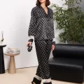 Saten Şık Kadın Pijama Takımı Siyah