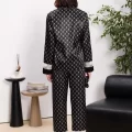 Saten Şık Kadın Pijama Takımı Siyah