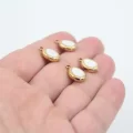 Sedef Taşlı Oval Çelik Kolye Ucu