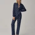 TINA Şık Rahat Kadın Braletli Pijama Takımı Navy