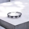 Zirkon Taşlı Ayarlanabilir Hematit Çelik Bileklik