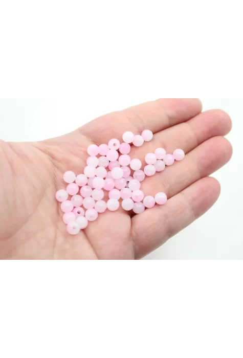 6mm Plastik Pembe-Beyaz Boncuk