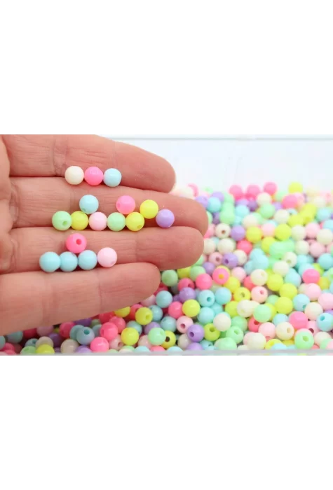 6mm Renkli Plastik Boncuk 10gr