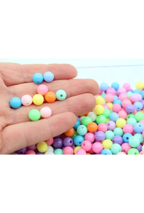 8mm Renkli Plastik Boncuk 10gr