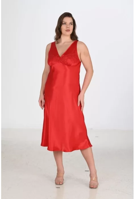 2li Kırmızı Sabahlık Takımı Bigsize 6226