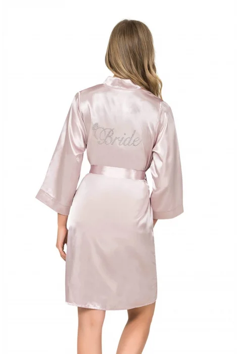 Pudra Kısa Saten Bride Sabahlık