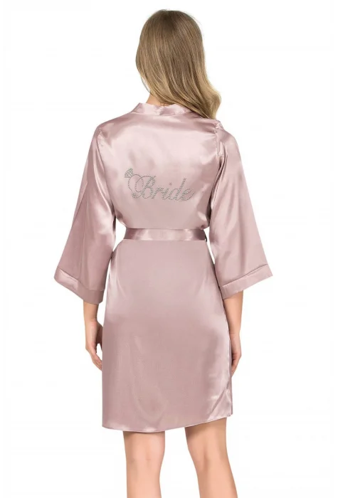Vizon Kısa Saten Bride Sabahlık