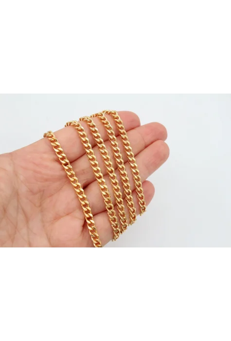 Altın Kaplama 3x5 Traşlı Zincir