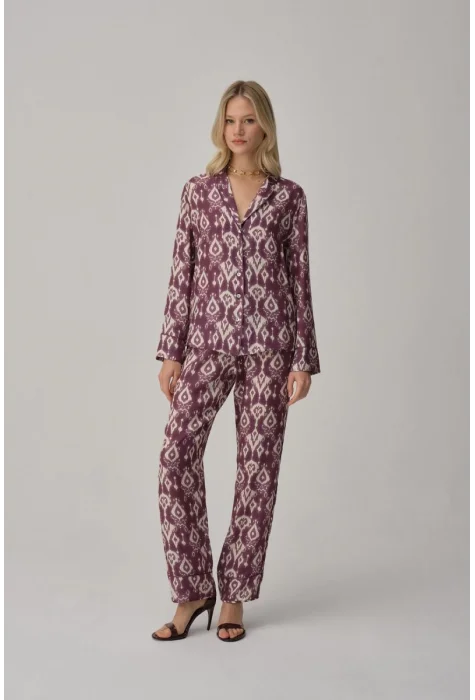 AMY Şık Rahat Kadın Pijama Takımı Mor Renk