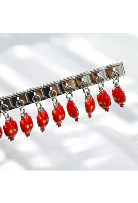 Ateş Desenli İtalyan Charm Sallantılı