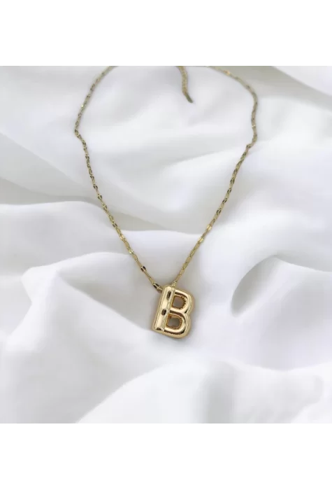 Çelik Harf Kolye Gold B