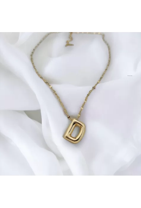 Çelik Harf Kolye Gold D
