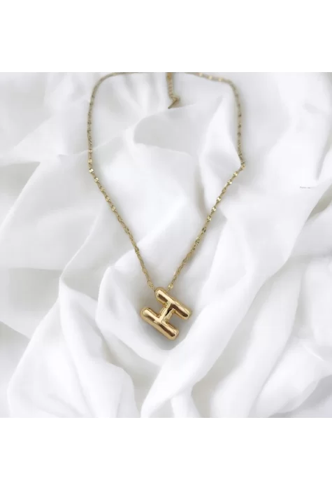 Çelik Harf Kolye Gold H