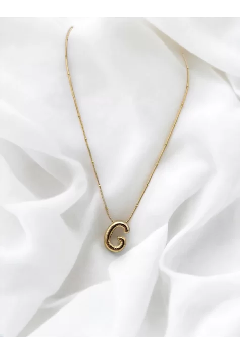 Çelik Harf Kolye Gold İtalyan Zincir G