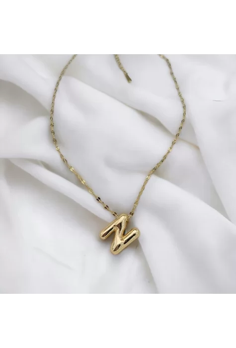 Çelik Harf Kolye Gold N